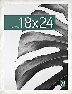 MCS Studio Gallery 18x24 Poster Frame White Woodgrain, Vertical & Horizontal Wall Hanging Large Picture Frame for Photos, Posters & Art Prints (1-Pack)