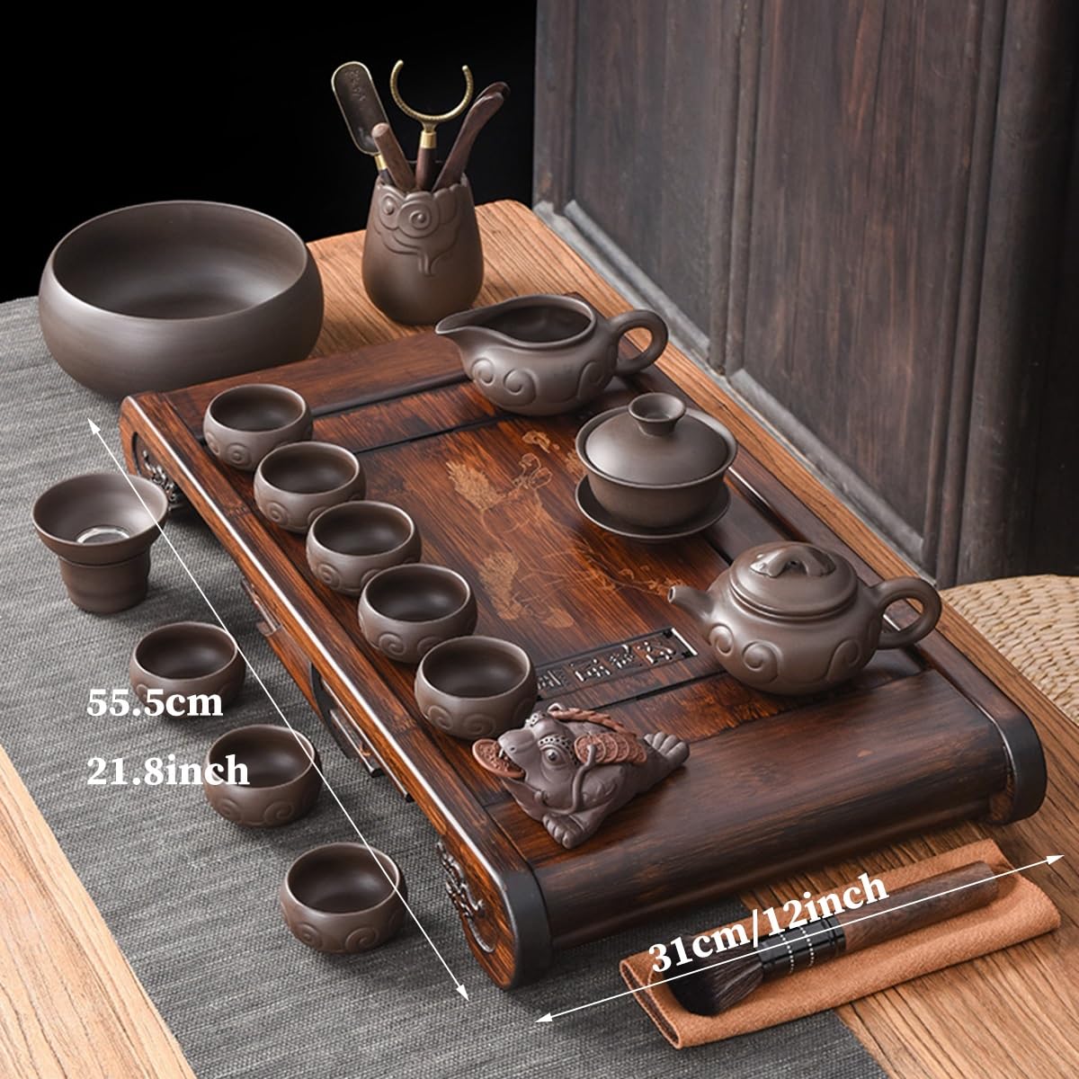 Juego De Té De Cerámica Con Bandeja Y Pequeños Utensilios, Taza De Té Para Los Aficionados Al Té, Uso Doméstico, Oficina, Fiestas, Viajes, Excursiones Y Restaurantes ( Color : /Brown , Size : A )