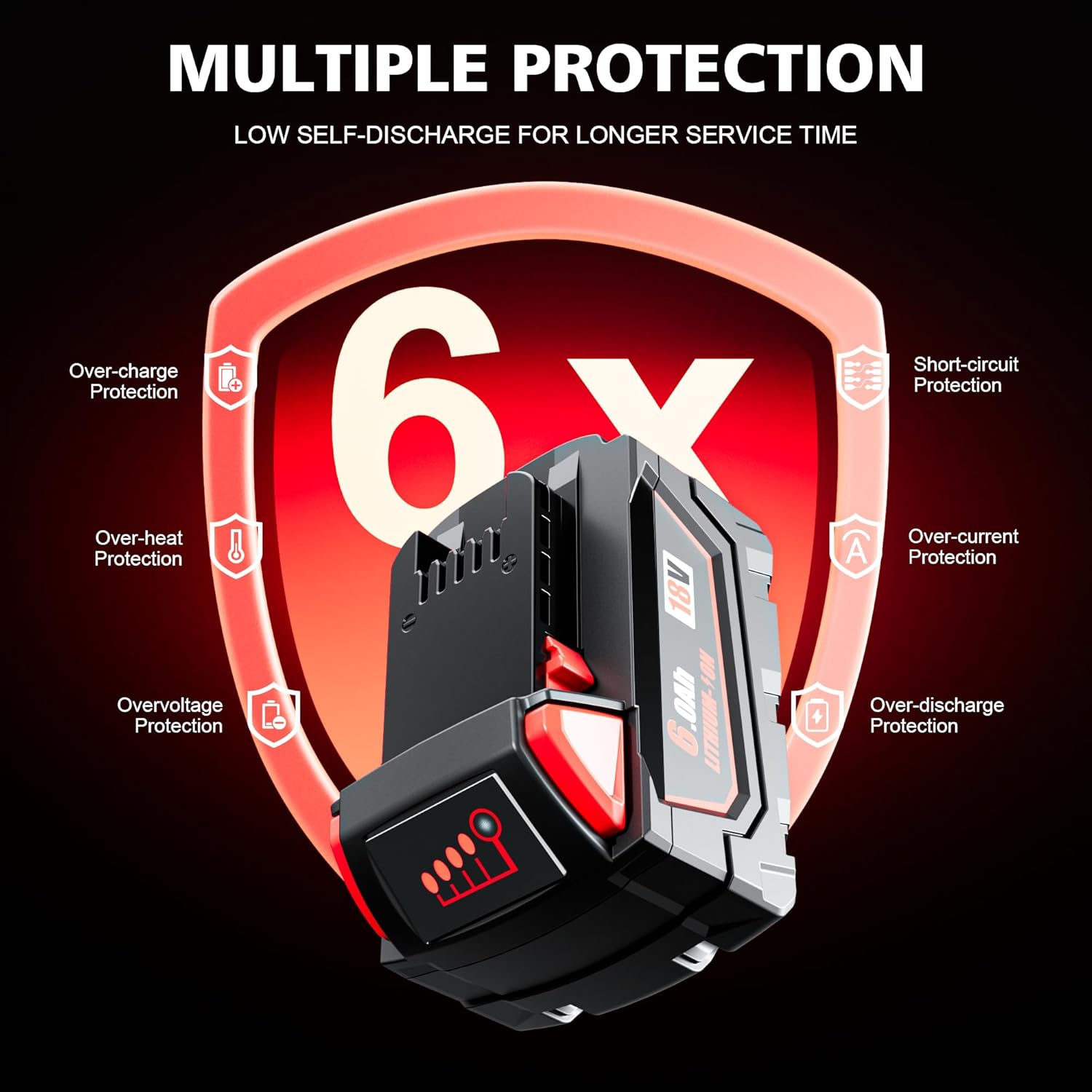 6.0Ah 18V Replacement for Milwaukee M -18 Battery 48-11-1850 48-11-1860 48-11-1880 Compatible with Milwaukee 18 Volt Cordless Power Tools & Chargers 4 Pack