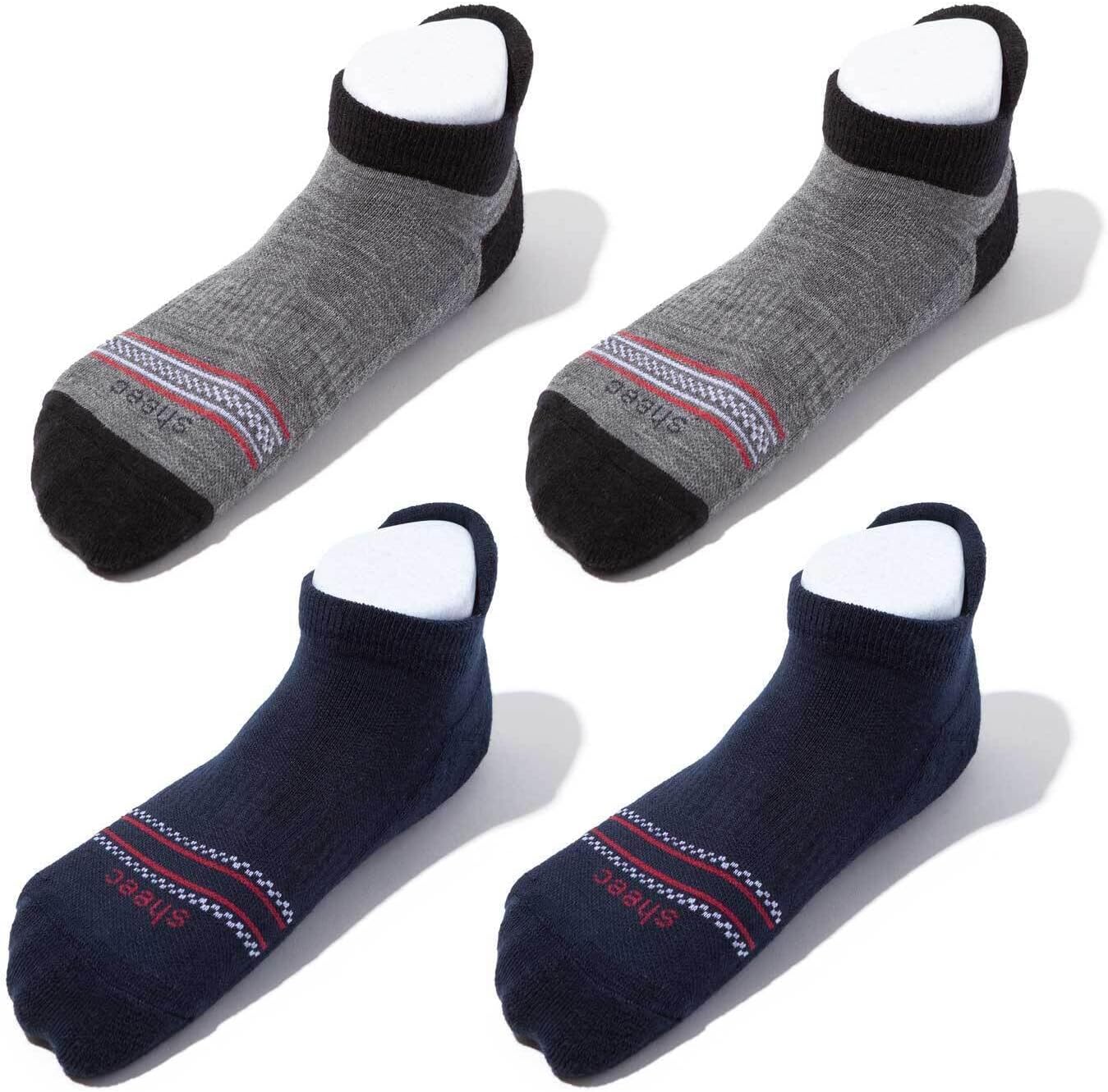 SHEEC Men’s Merino Wool No Show Athletic Socks – Cushion, Arch Support, Blister Protection for Sports, 4 or 8 Pairs