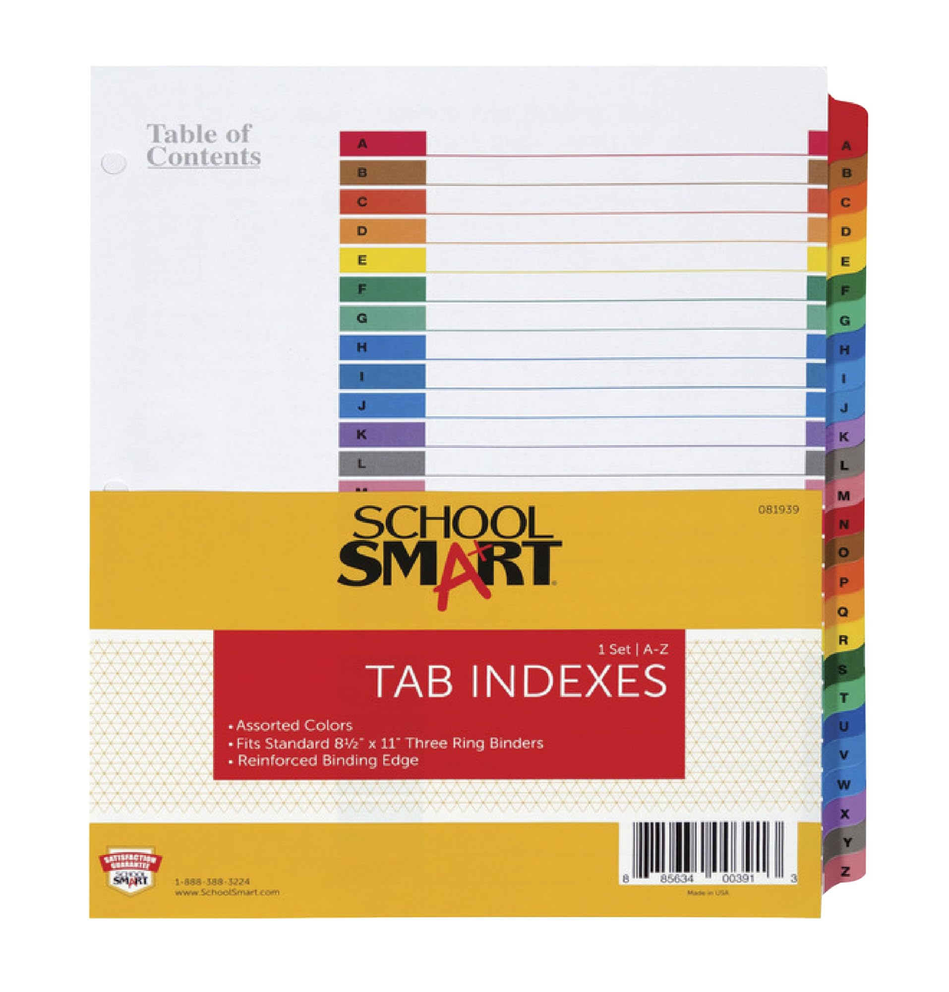School Smart Insertable Tab Indexes – A-Z