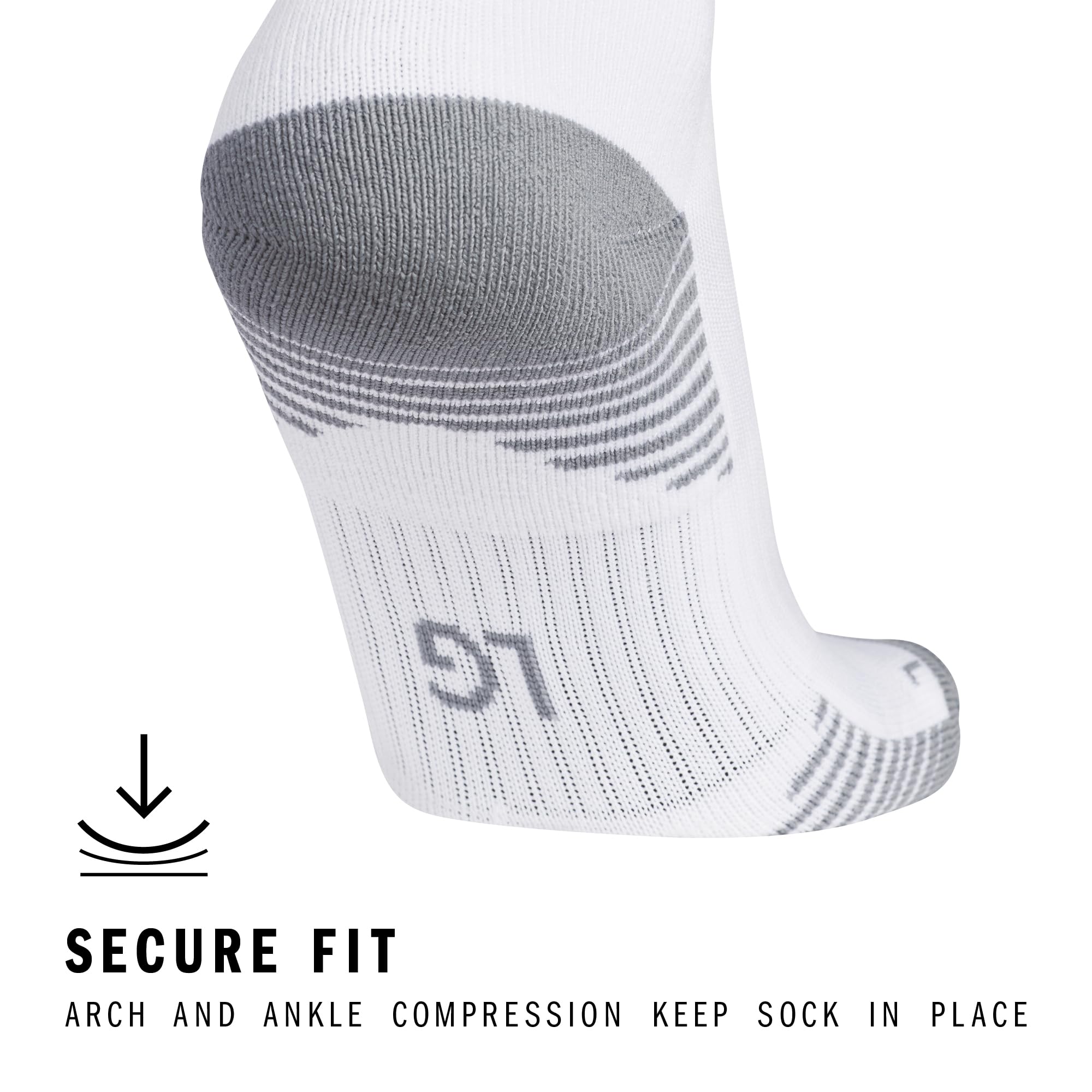 adidas Copa Zone Cushion 5 OTC, Soccer, Mens Compression Workout Socks, Over The Calf, White/White, Large
