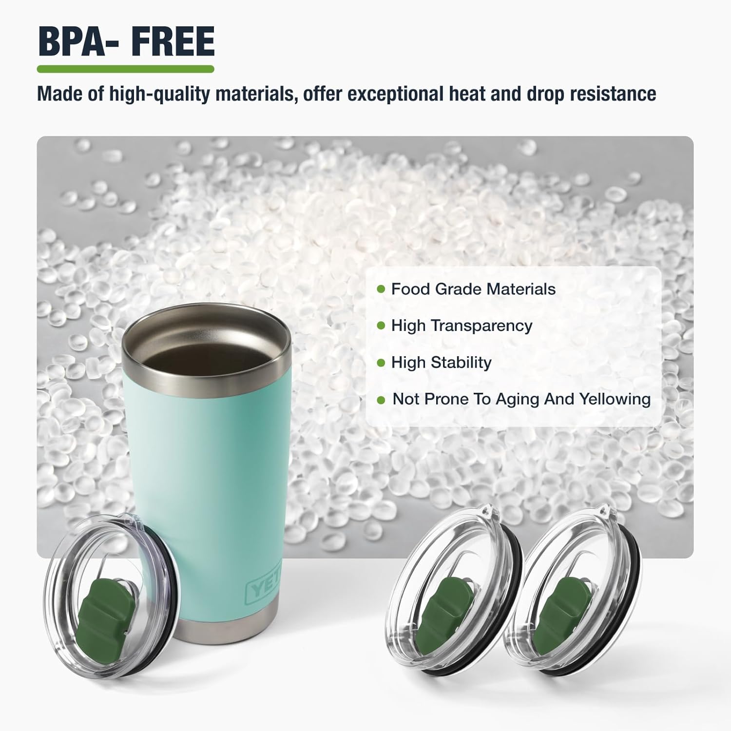 20 oz Tumbler Lids for YETI,Magnetic Tumbler Lid Replacement for YETI,BPA Free 2 Pack Army Green Tumbler Lids