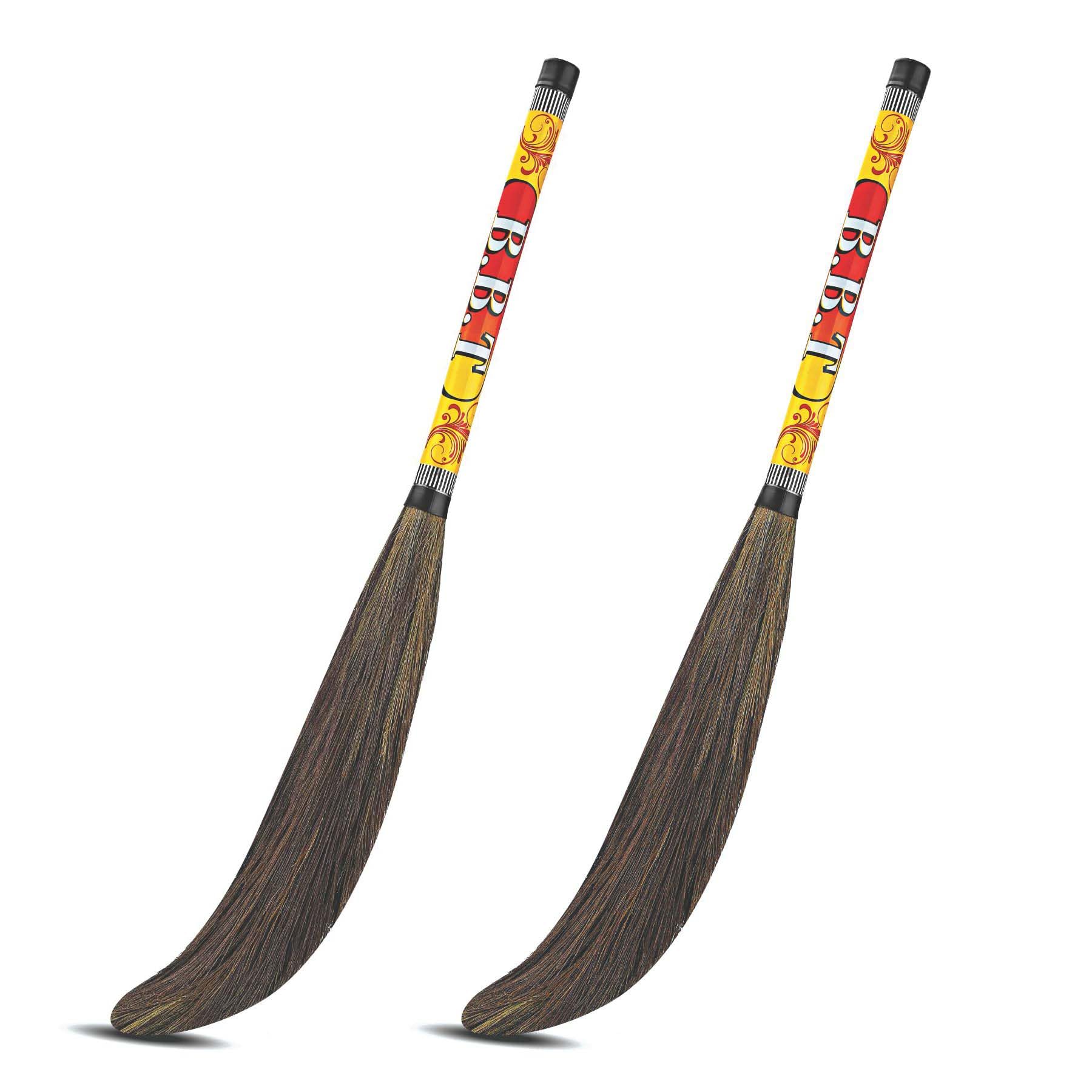 BBT Broom Natural Grass Phool Jhadu Very Affordable Cleaning Home Factory & Offices at Doorstep Long Lasting Durable Grass Broom for Women (Pack of 2)