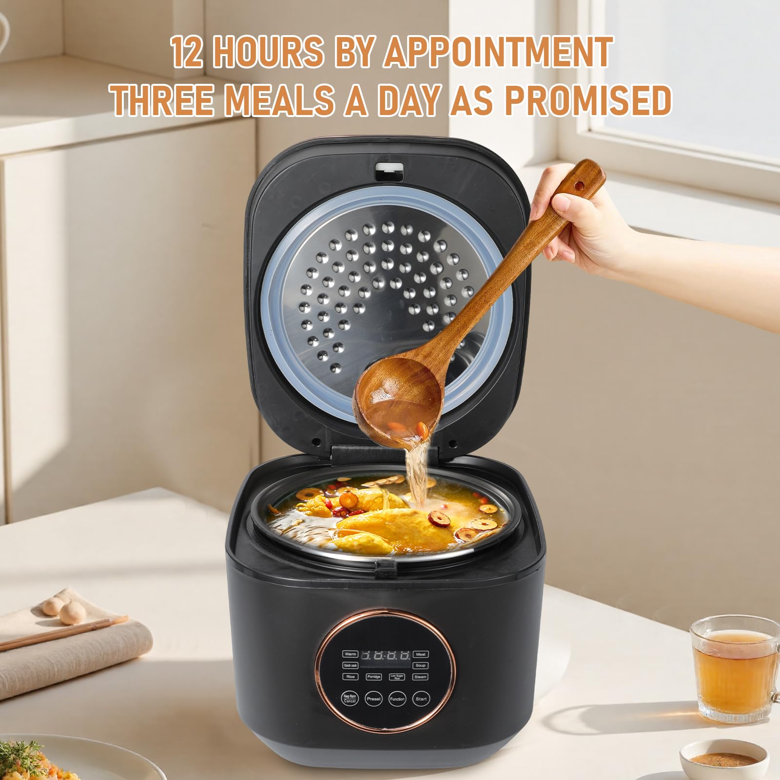Cuisinière De Riz Mini，Cuiseur De Riz Intelligent 5L，9 Modes De Cuisson，Glaçure En Céramique Antiadhesive，Prévoyance Intelligente，Chauffage Automatique，Amovible