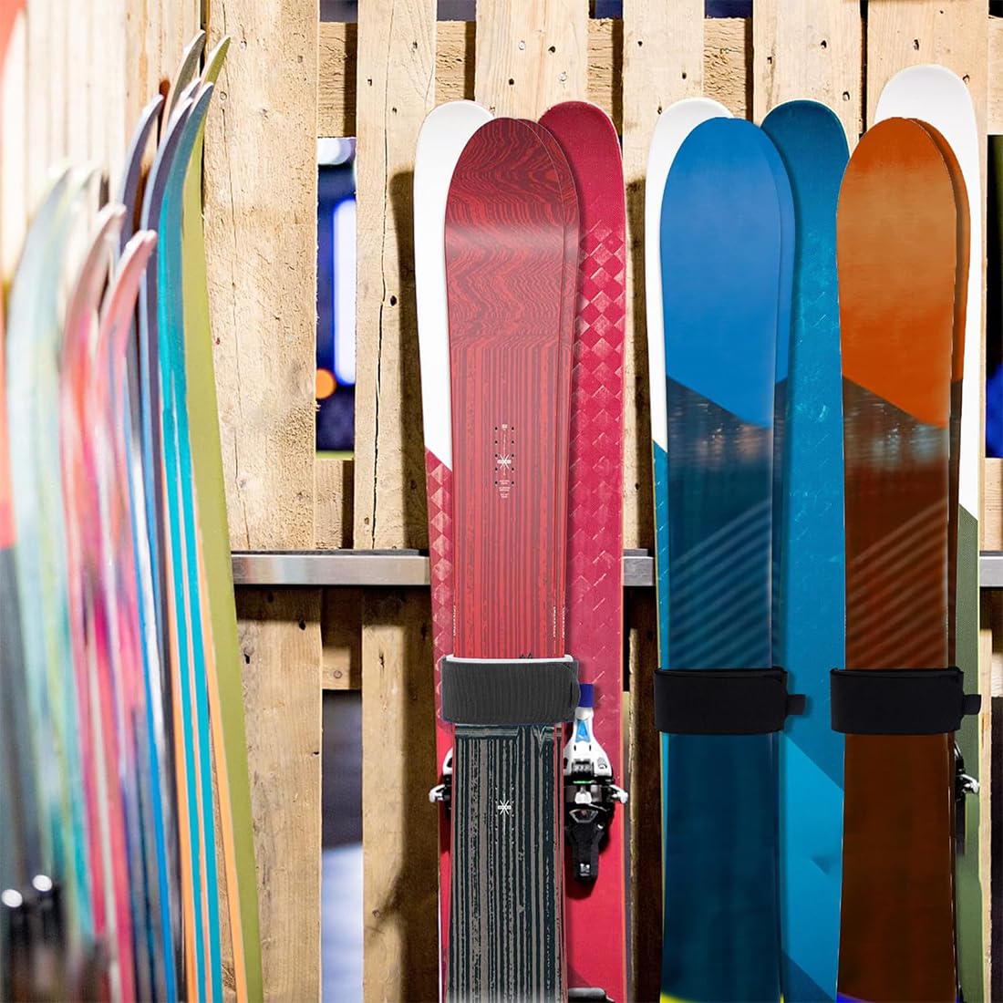 4 pièces Attache Ski Sangle Porte Ski Sangles de Ski Bandoulières de Ski Réglables Bande de Fixation de Ski pour Familles Attache Ski Scratch