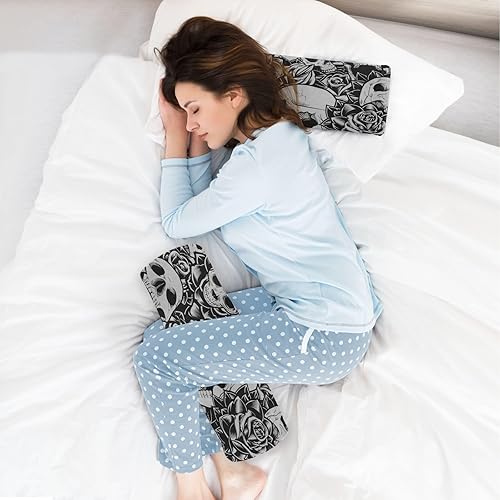 Miniatura 6 de Almohada redonda de Halloween con calaveras y rosas para yoga, meditación, almohada redonda para espalda, con forma de cilindro