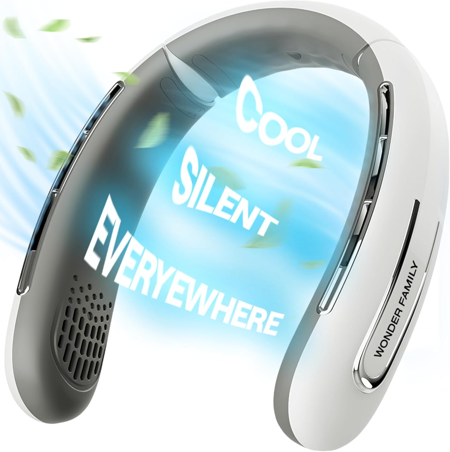 Portable Neck Fan Rechargeable - Personal Cooling Neck Fan - 5 Speed Modes - 360° Cooling - 4000 mAH Battery - Hands Free Bladeless Fan Necklace with Cooling Eye Mask for Travel, Gym, Office, Home White 1 Pack