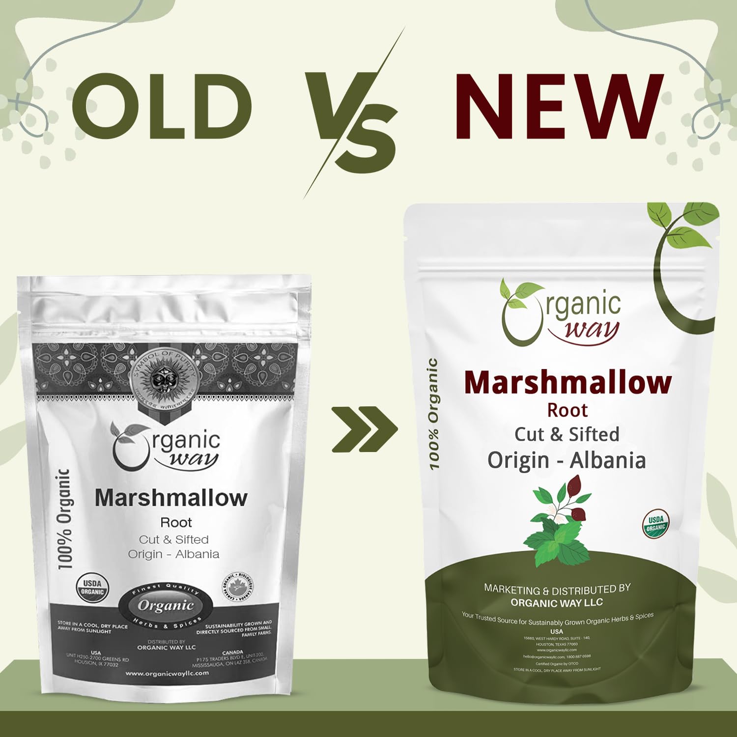 Organic Way Marshmallow Root (Althaea officinalis) Cut & Sifted - Herbal Tea | European Wild-Harvest | USDA & Kosher Certified | Vegan, Non GMO & Gluten Free | Origin - Albania (1LBS / 16Oz)