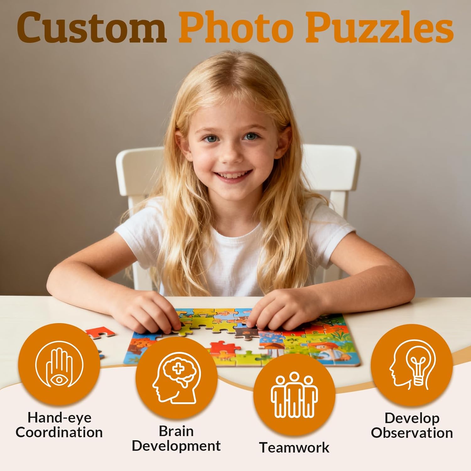 Custom Puzzles from Photos, 500 Pieces Personalized Jigsaw Puzzle with Your Picture or Text, Unique Gift for Christmas, Family, Wedding, Birthday (500-Horizontal)