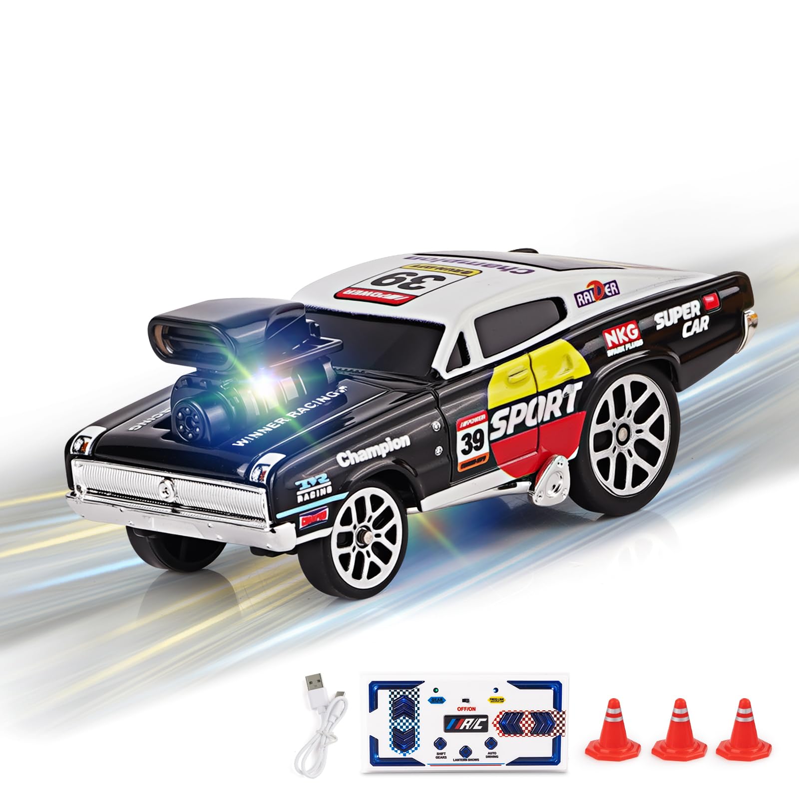 funnykid Mini Drift RC Cars, Remote Control Cars Gift Set Toys for 3 4 5 6 7 8 9 10 Year Old Boys, Alloy Body, 3 Speed