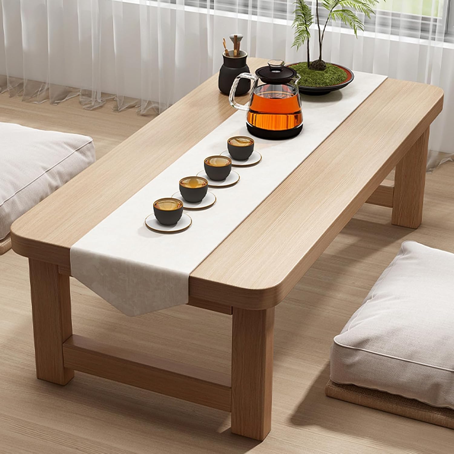 Amazon.com: Gakivit Japanese Floor Sitting Tables, Large Size Floor Desk Folding Tea Table ...