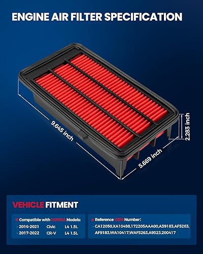 Miniatura 37 de KAX Filtro de aire de motor premium, GAF041 (CA9401) Reemplazo para filtro de motor Ram 1500 2500 3500, vida útil 200% más larga