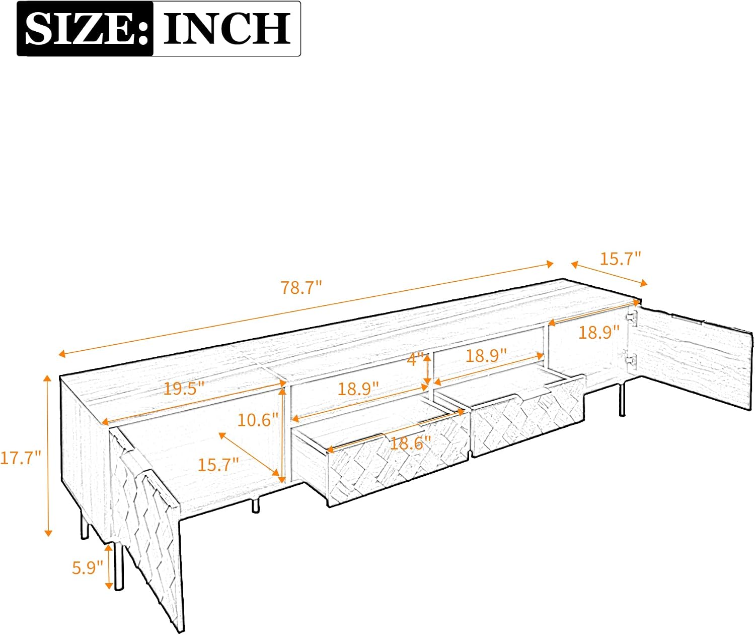 Merax TV Stand dimensions diagram