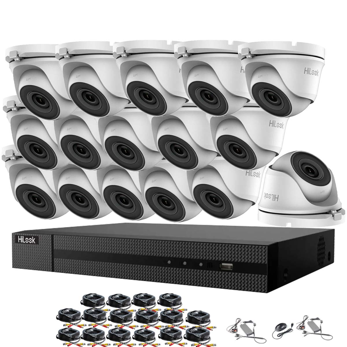 HILOOK HIKVISION 16CH 5MP Home CCTV Camera System,H.265+DVR Recorder16X5MP IP67 Waterproof Outdoor&Indoor Security White Dome Cameras&EXIR Night Vision,Motion Detection&Remote Monitoring (4TB HDD)