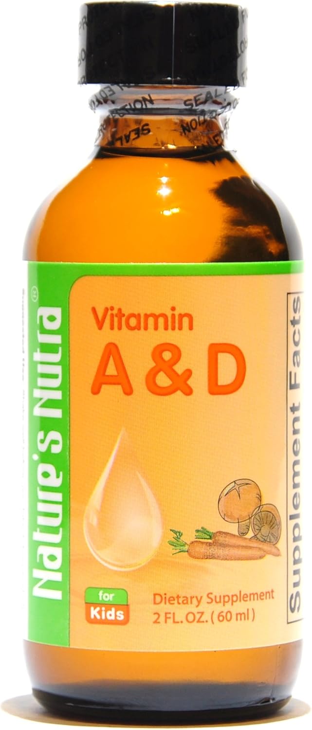 Nature's Nutra Vitamin A&D, 2 Fl. Oz (60ml), Premium Baby and Infant Liquid Drops, Toddlers Kids Children Multivitamin Supplement, No Fishy Smell, Maximum Absorption