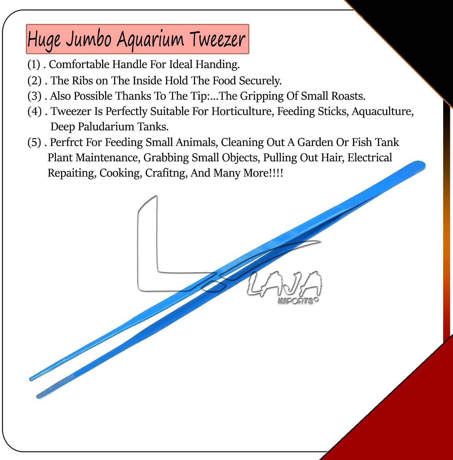 24" Long Stainless Steel Straight Tweezer For Tank Plants