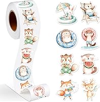 Vista 25 de 1 rollo de calcomanías de dinosaurio de animales, recompensa, suministros de oficina, incentivos, animales, calcomanías de fiesta de Navidad, 500