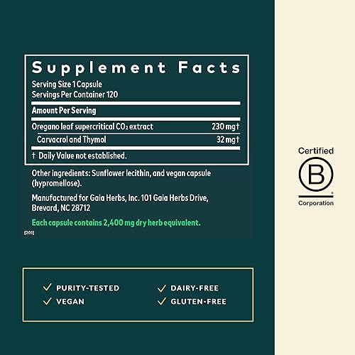 Vista 3 de 120 Fitocápsulas líquidas de aceite de orégano Gaia Herbs, GH-99625, 1, 1