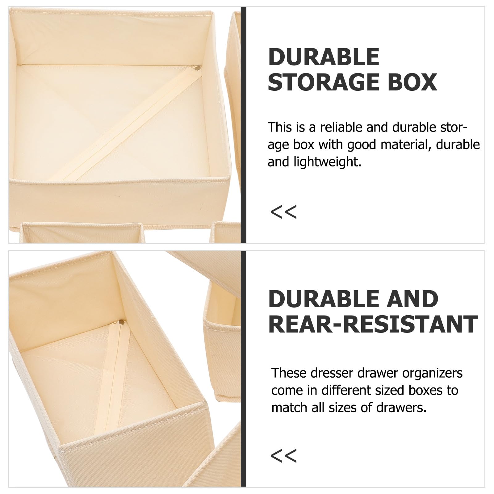 Homoyoyo Organisateur de Tiroir pour Vêtements 6 Pièces Beige en Non-tissé et Pp, Facile à Organiser Différentes Tailles et Fond Rigide, pour Chaussettes et Cravates