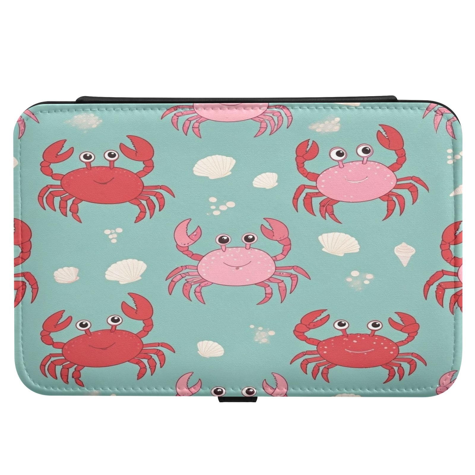 Haskirky Cartoon Crabs Jewelry Box Portable PU Leather Travel Jewelry Organize for Women Jewelry Storage Display Holder for Ring, Necklace, Earring