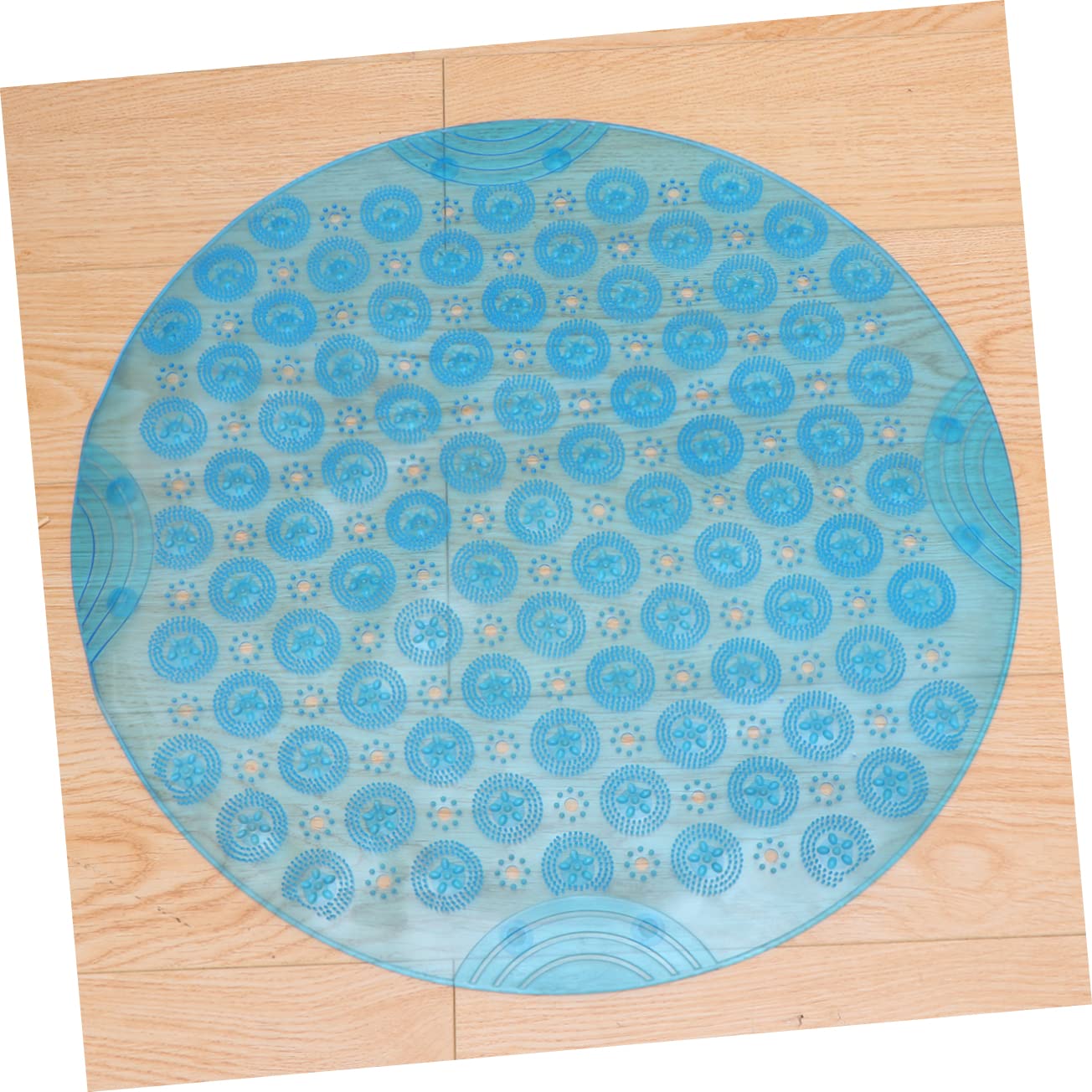 WOONEKY Blau Bodenmatte aus PVC Runde, rutschfeste für Badezimmer und Flur