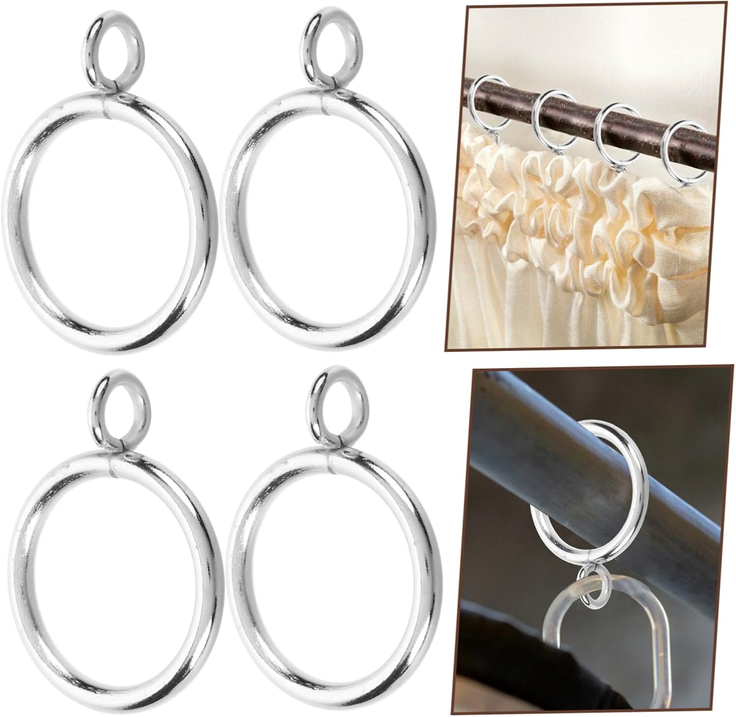 Alipis Cafe Curtain Rings 10 Pieces Pleated Curtain Hooks White Metal Ring Sets
