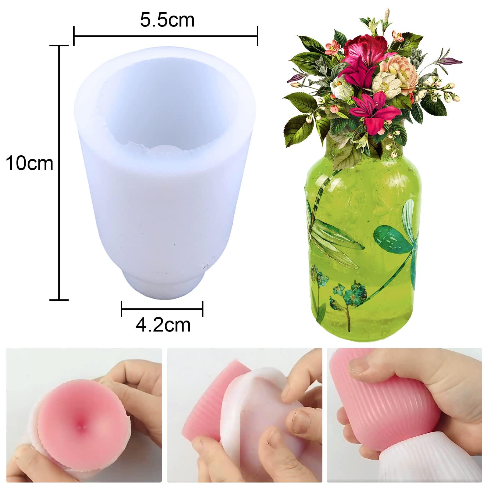 Yanmucy Stampo In Silicone Per Vasi In Resina Epossidica, Stampi Per Pennelli Da Trucco