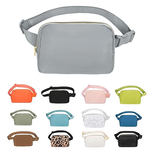 VOROLO Waist Pack for Running Fanny Pack for Women and Men Crossbody Belt Bag Bum Bag with Adjustable Strap for Sports Light Grey