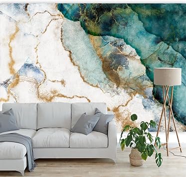 Gold Texture Removable Large 3D Wall Murals, Marble Photos Living Room Peel and Stick Self Adhesive Wallpapers,for Bedroom Dining Room Home Decor Office,144" W x 100" H-PVC