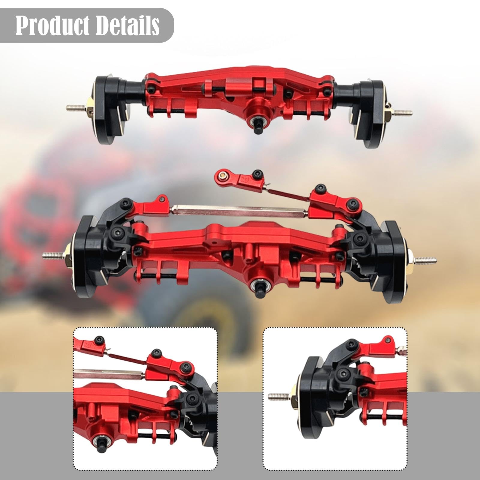 Ejes para Coches RC, Ejes Delanteros Y Traseros, Accesorios de Montaje, Aluminio Y Hierro Mecanizados con Precisión CNC, Fácil Instalación, Actualizac, Rojo