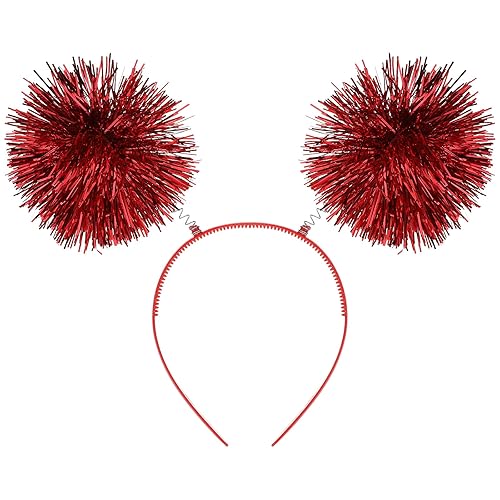 Diadema con tiras de aluminio con pompones, diadema de oropel a la moda, bola esponjosa, lazo para el cabello, accesorios para el cabello para