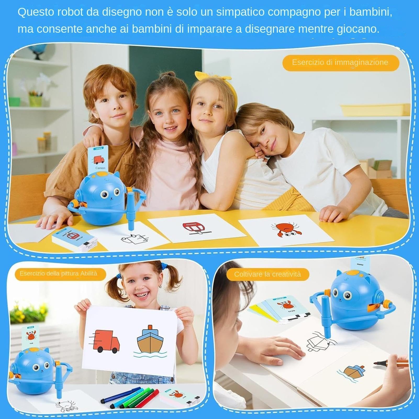 Robot Drawing Machine - Smart 100-Card Interactive Educational Painting Robot, 12 Color Pens Included, Drawing Toy | Creative Birthday Gift For Kids Adults Preschoolers Boys Girls Children Fa