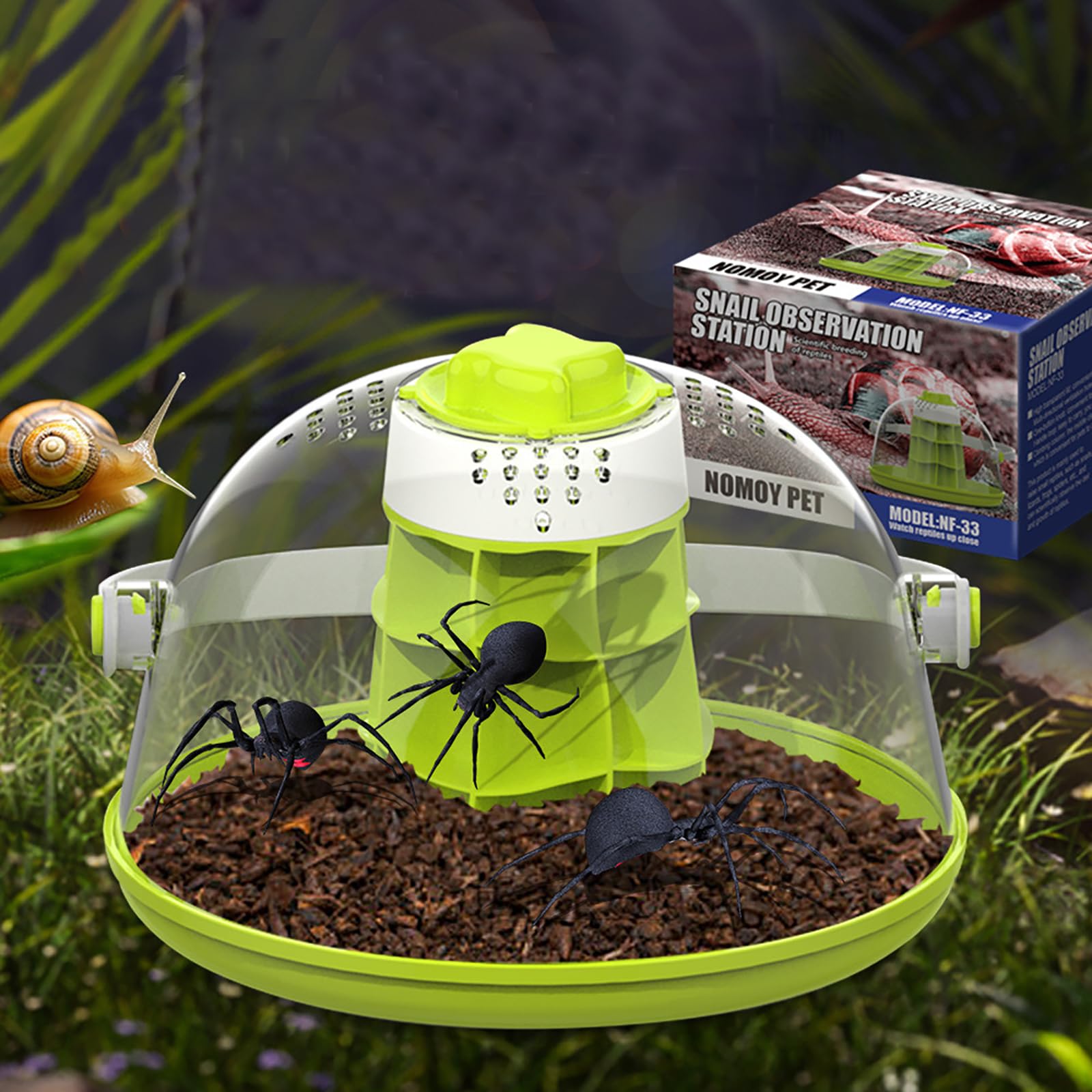 Multifunktionale Schnecken-Beobachtungs- und Zuchtbox, pädagogischer Lebensraum für Kinder, 23 x 19,5 x 13,5 cm, ABS- und PC-Material, leicht zu reinigen, gut belüftet, geeignet für Seidenraupen - 3