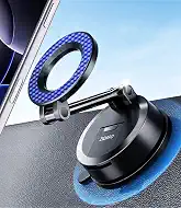 for MagSafe Car Phone Holder for Tesla Model 3/Y, Extended-Reach Arm Magnetic Mount for iPhone 17/16/15/14/13/12, 80+LBS Vacuum Suction Cup Mounts for Tesla Screen & Dashboard (Navy Blue)