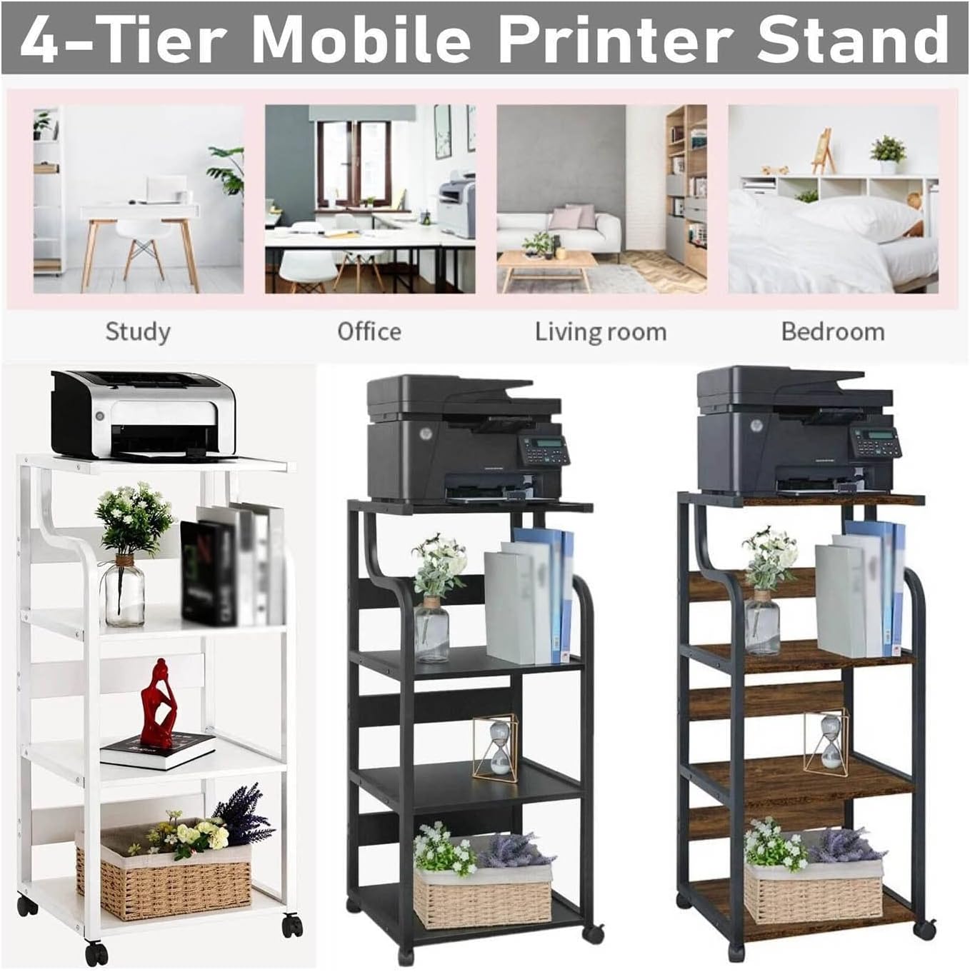 Buy TOMYEUS Printer Stand Mobile Printer Stand Scaner Rolling Cart Home
