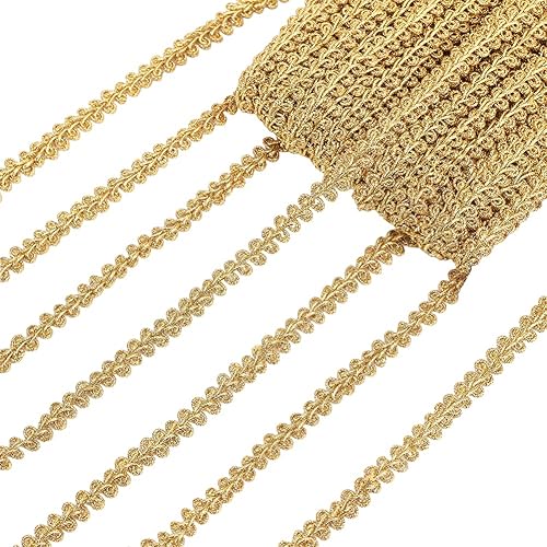 PH PandaHall Cinta de encaje de ciempiés metálico de 82.0 ft27.3 yardas, cinta de encaje de ciempiés de 0.39 pulgadas, decoración de tela dorada