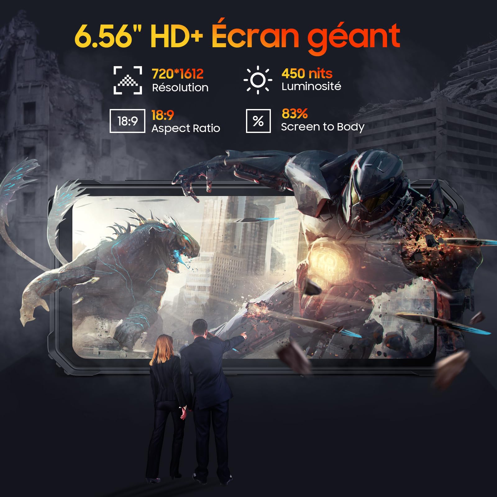 Blackview BV4800 Téléphone Portable Incassable,4Go+32Go-1To Extensible,Android 13,Écran 6.56''HD+,5180mAh,13MP+5MP, Dual SIM 4G Smartphone Incassable, Smartphone Pas Cher Face ID/GPS/2Ans Garantie