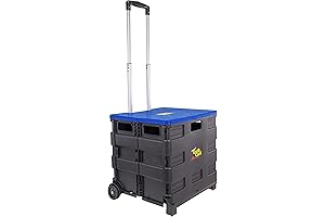 Blue Quik Cart Collapsible Rolling Crate on Wheels