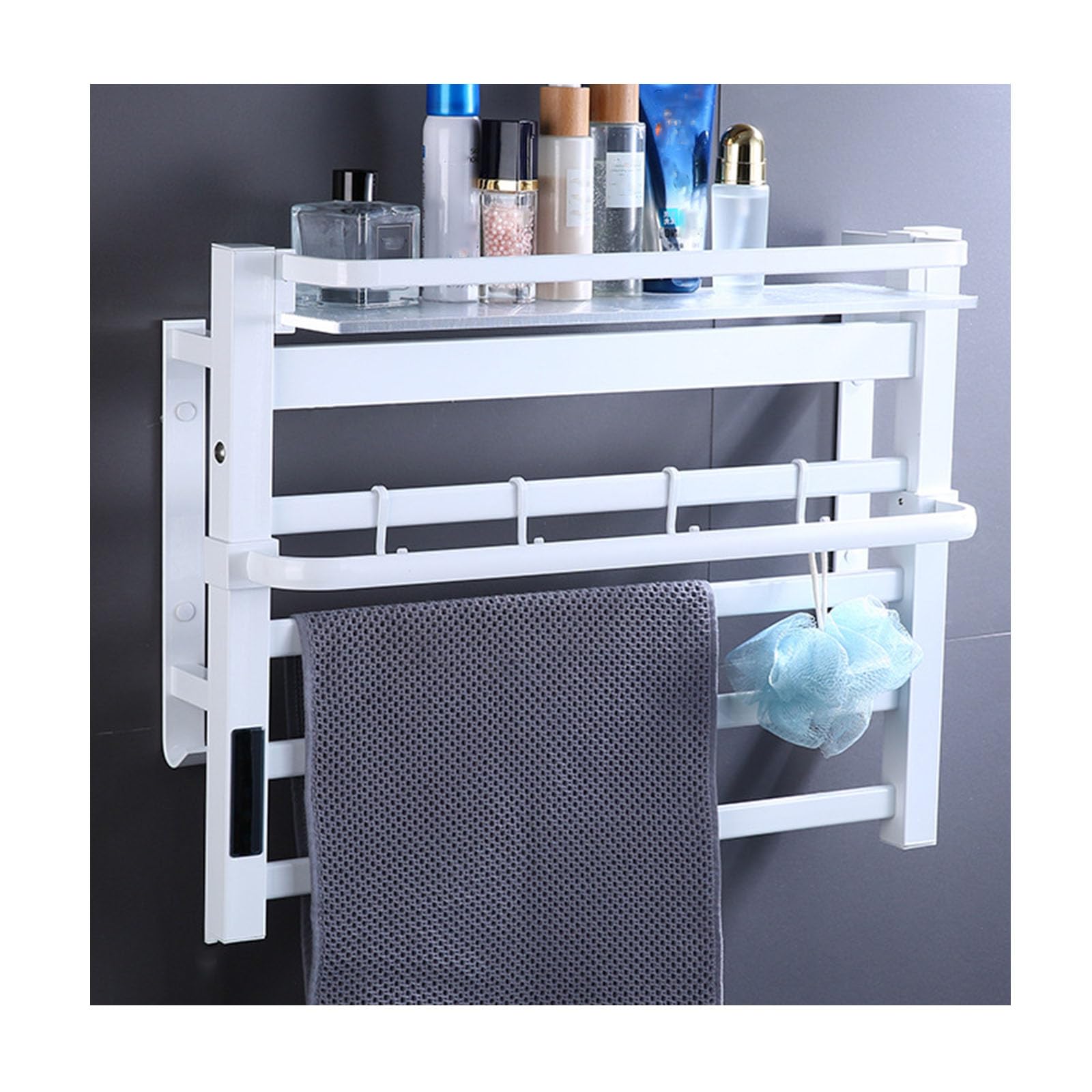 Toallero eléctrico con estante superior para una experiencia de SPA en el hogar