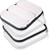 Vista 20 de Hoolerry 4 piezas de estuches rígidos transparentes con cremallera, bolsas de maquillaje, estuche de lápices de plástico, contenedores de caja