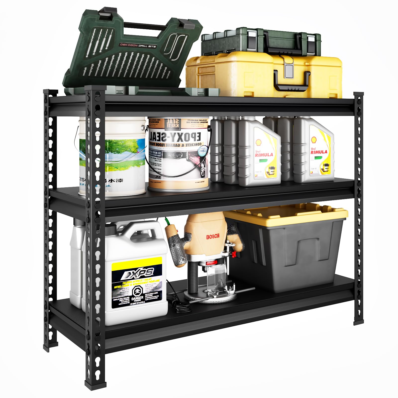 Rufokisa Scaffalatura per garage a 3 ripiani, resistente, in metallo, 91,4 cm, capacità di carico 680,4 kg, scaffali per garage, 101,4 cm di larghezza x 45,7 cm di profondità x 91 cm
