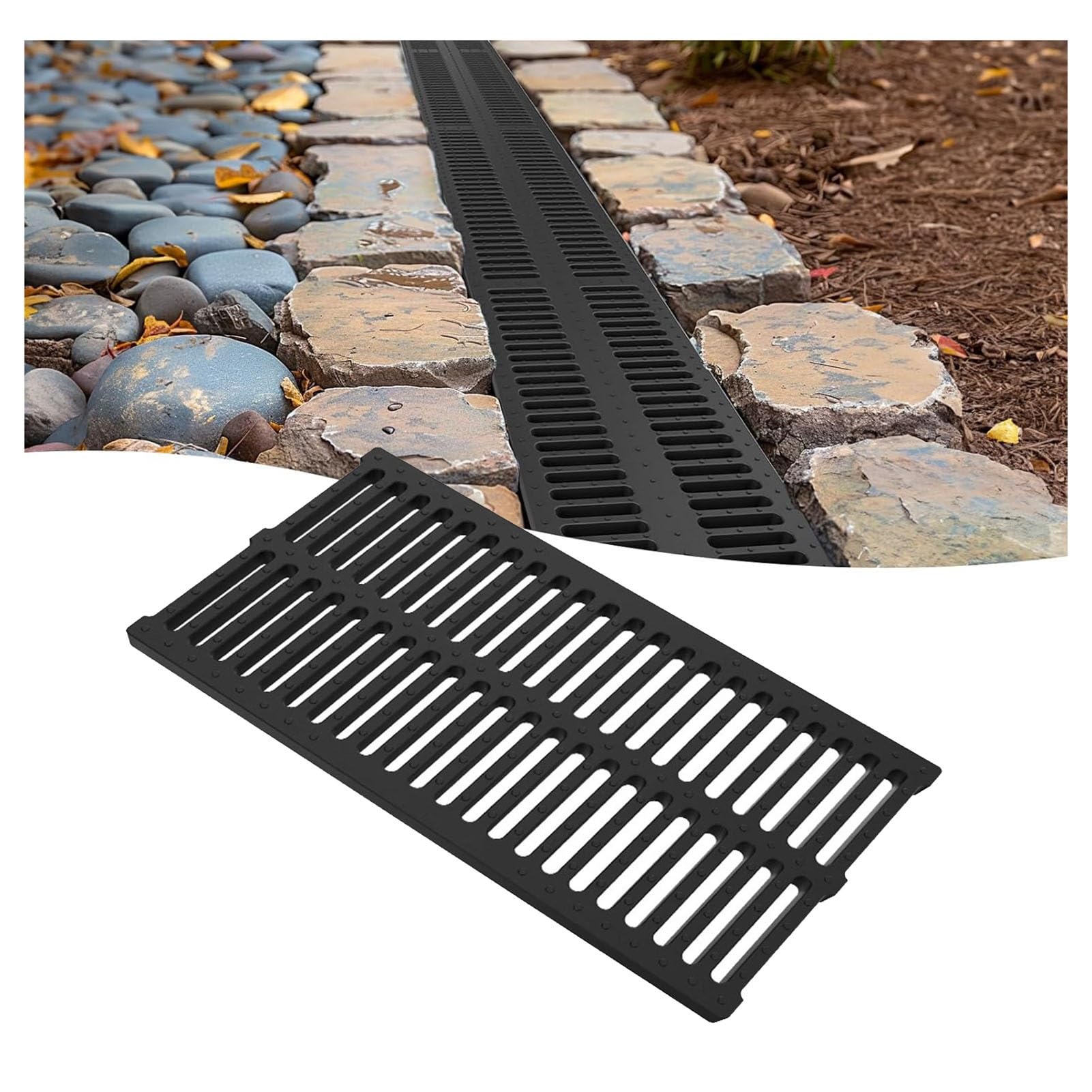 Grille de drainage antidérapante de 50 x 50 cm – Couverture d'eau de pluie en polymère pour une utilisation en intérieur/extérieur, solution efficace pour la maison et les applications commerciales