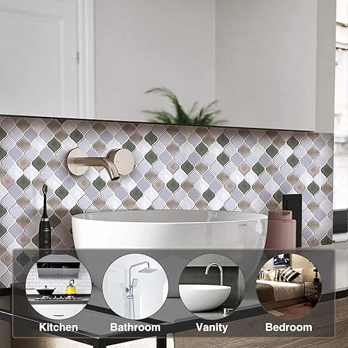 Textura 3D de 11 x 10 pulgadas, para salpicaduras de cocina, azulejos para cocina, azulejos de azulejos de despegar y pegar, adhesivos adhesivos