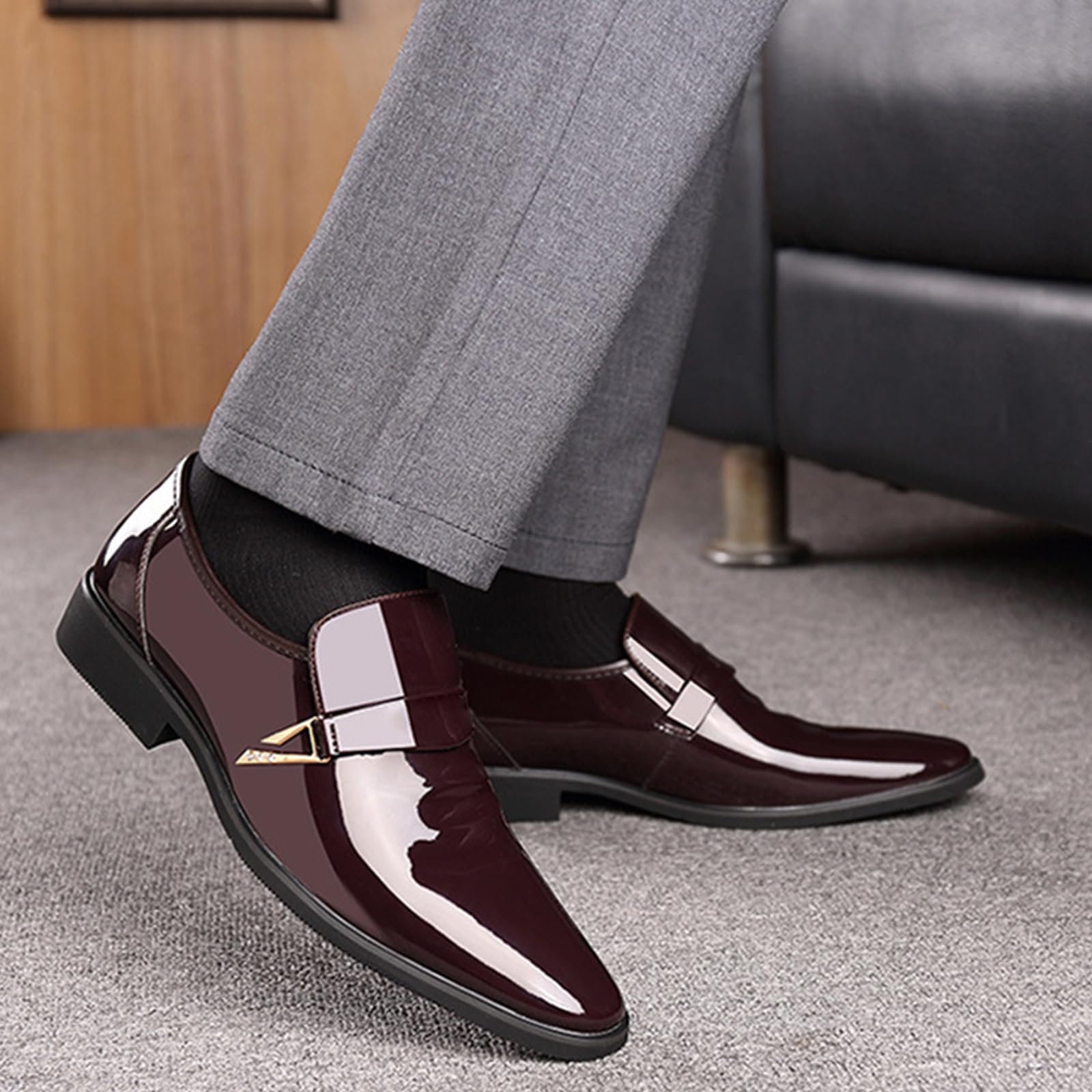 Scarpe da Mocassini da Uomo a Punta Senza Lacci | in pelle, eleganti, antiscivolo, feste, nozze, formali, ufficio, Oxford, feste, all'aperto