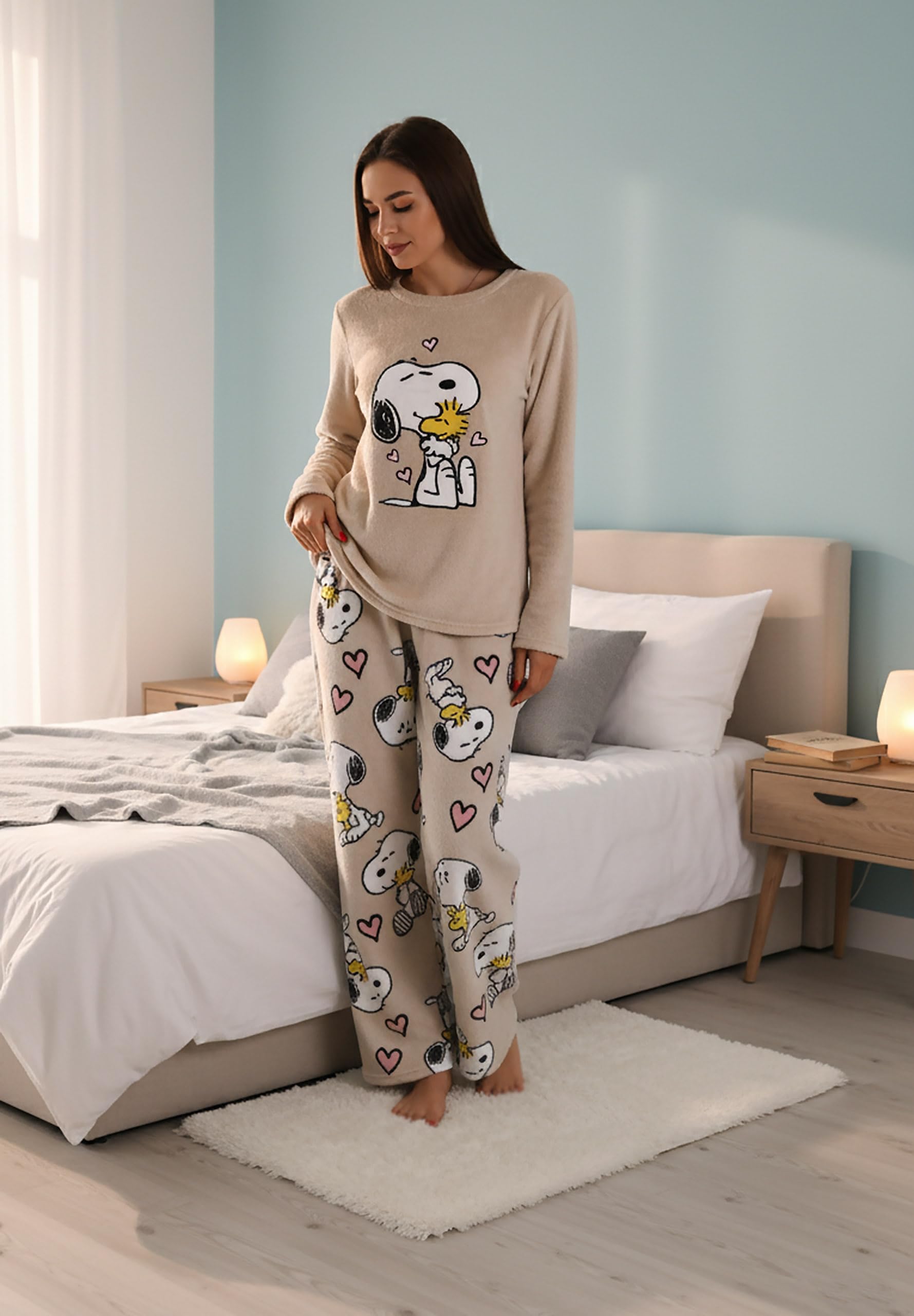 POLAR, pijama de dos piezas para mujer, pijama CÁLIDO de manga larga