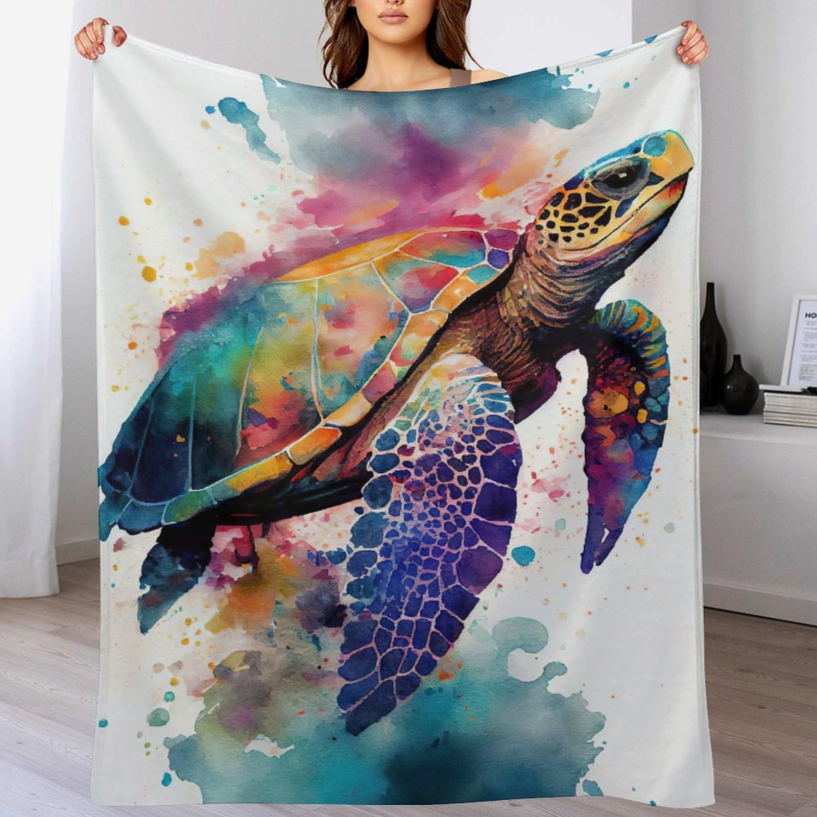 Couverture en polaire de flanelle supérieure : plaid tortue élégant pour lit et canapé