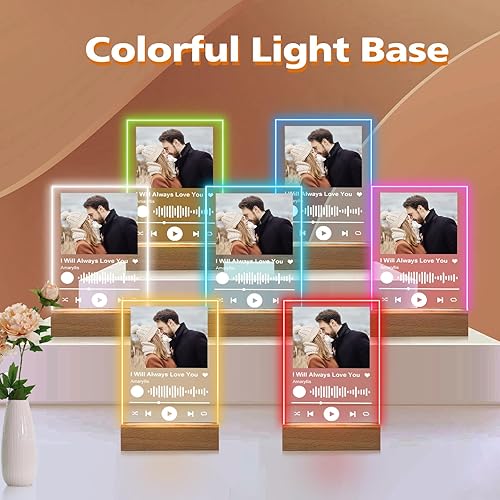Miniatura 5 de Placa personalizada de Spotify  Canción acrílica personalizada con cubierta de álbum de fotos  Luz nocturna LED grabada con imagen  Regalos