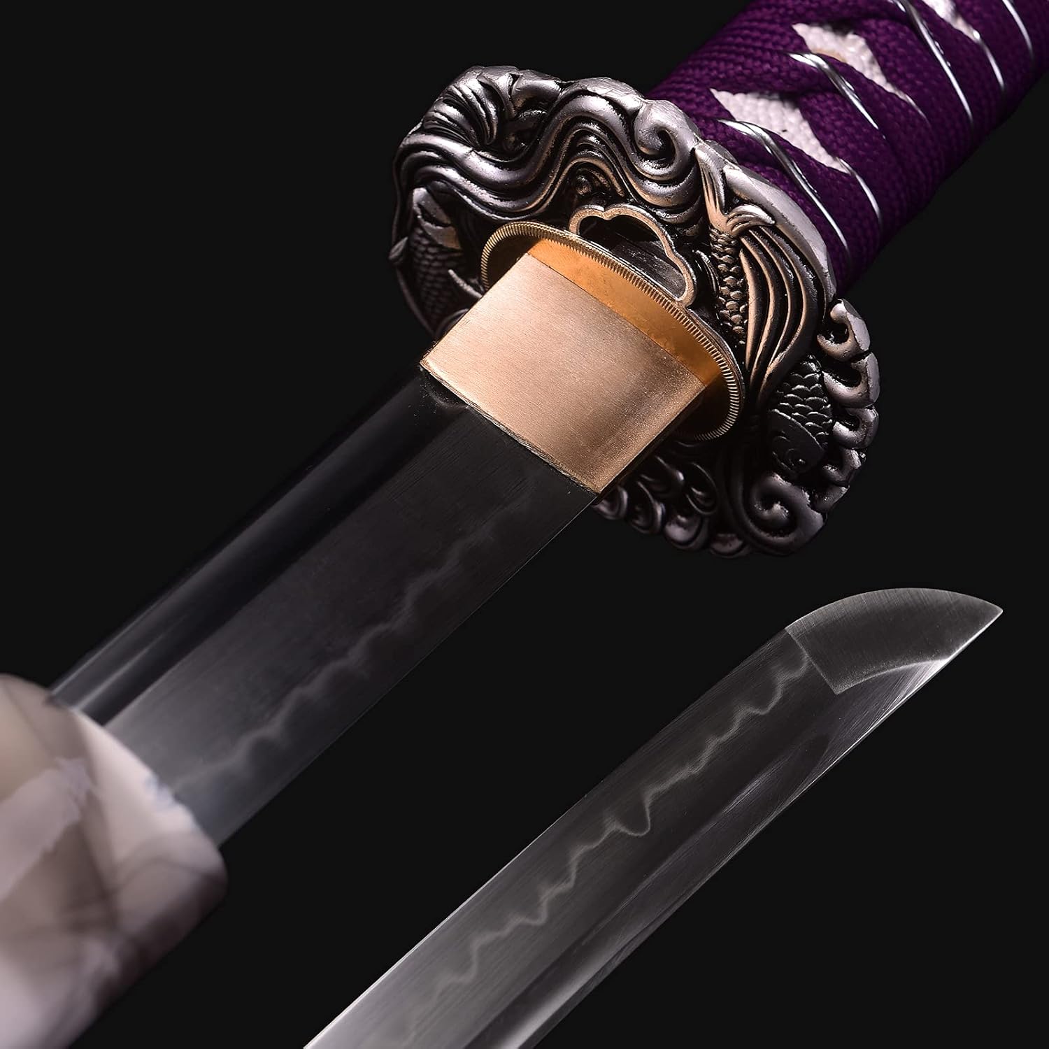 Handmade Katana Sword, Japanese Samurai Sword by T10 Steel Carbon Steel Clay Tempered, Full Tang, 40.5-Inch - Image 4