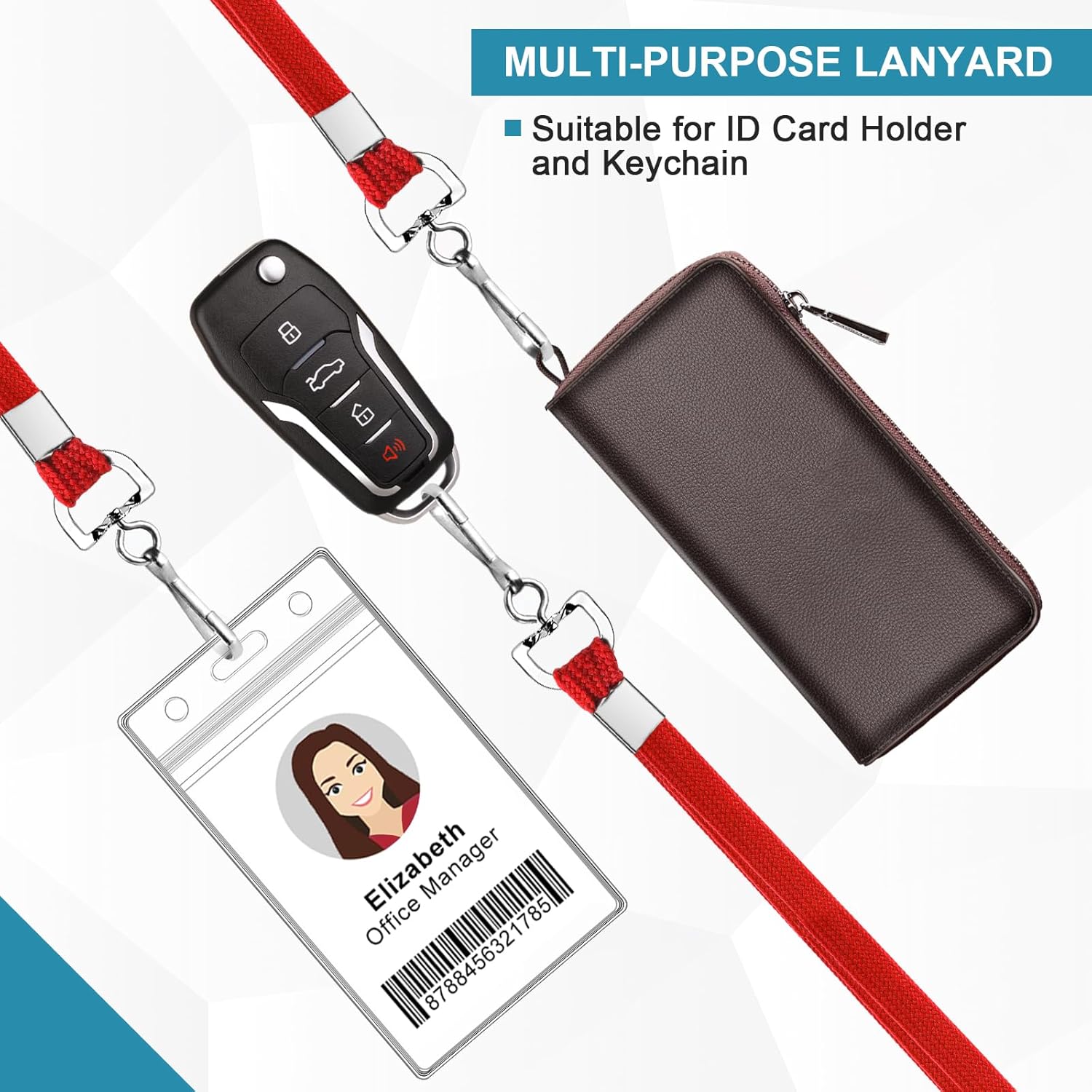 koorito 50 Pcs Badge Lanyards Flat Lanyards for ID Badges Bulk lanyard with Swivel J Hook Clip for Office Worker, Student, Teacher (Red) - Image 5